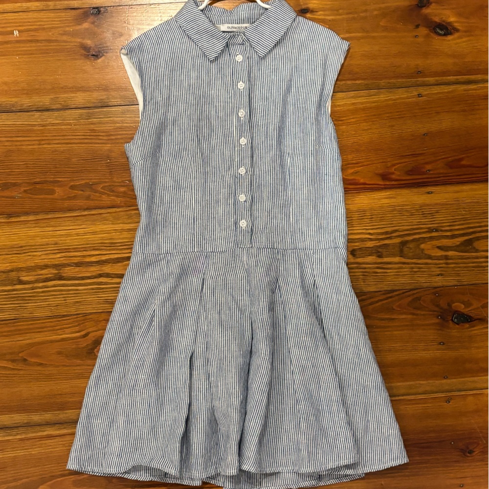 Olivaceous Blue and White Striped Dress